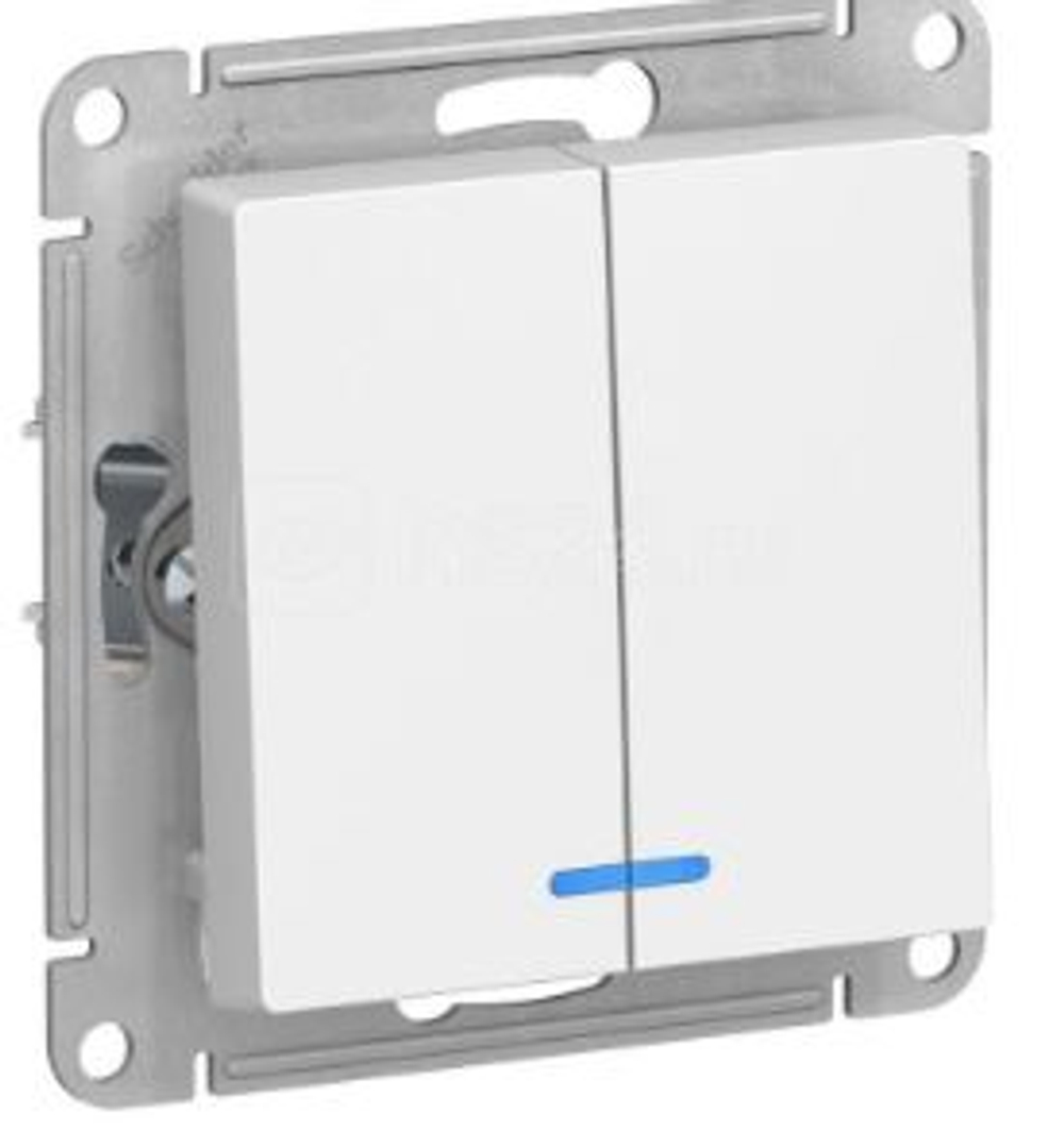 Выключатель 2-кл. СП AtlasDesign 10А IP20 (сх. 5а) 10AX с подсветкой механизм бел. SE ATN000153