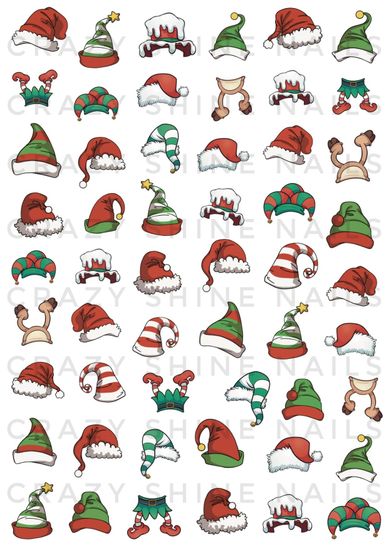 Слайдер-дизайн Crazy Shine Nails mini: НГ Шапки