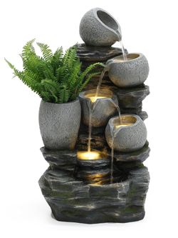Waterfall Фонтан декоративный с подсветкой Горшки
