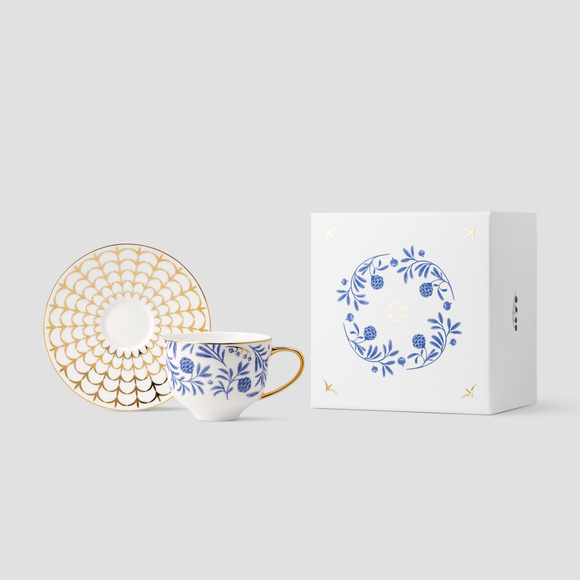 Чайная пара Farforite «Голубые ели» 330 мл в подарочной коробке