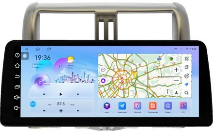 Магнитола для Toyota Land Cruiser Prado 150 2009-2013 (рамка бронза) - FarCar монитор 12.3" 2K QLED на Android 14, TS10, CarPlay, 4G SIM-слот