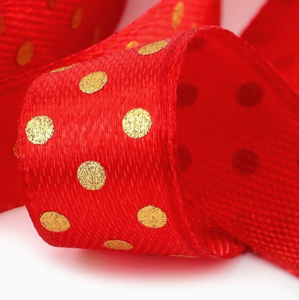 Атласная лента в горошек 15 мм