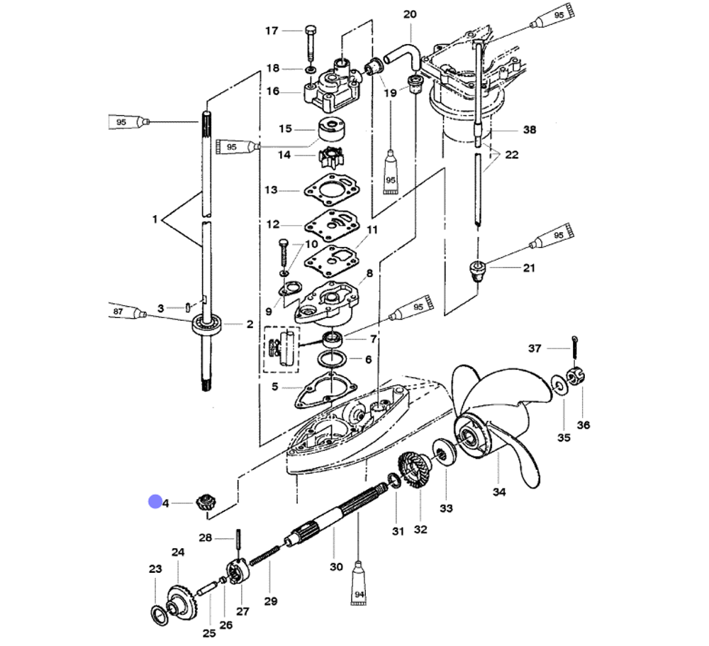 Шестерня верт. вала Mercury 2-6лс (43-16138)