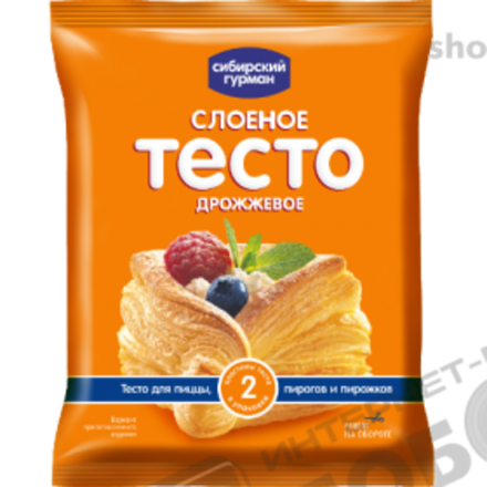 Тесто, слоеное дрожжевое (квадрат), Напеку, Сибирский Гурман, 500 гр