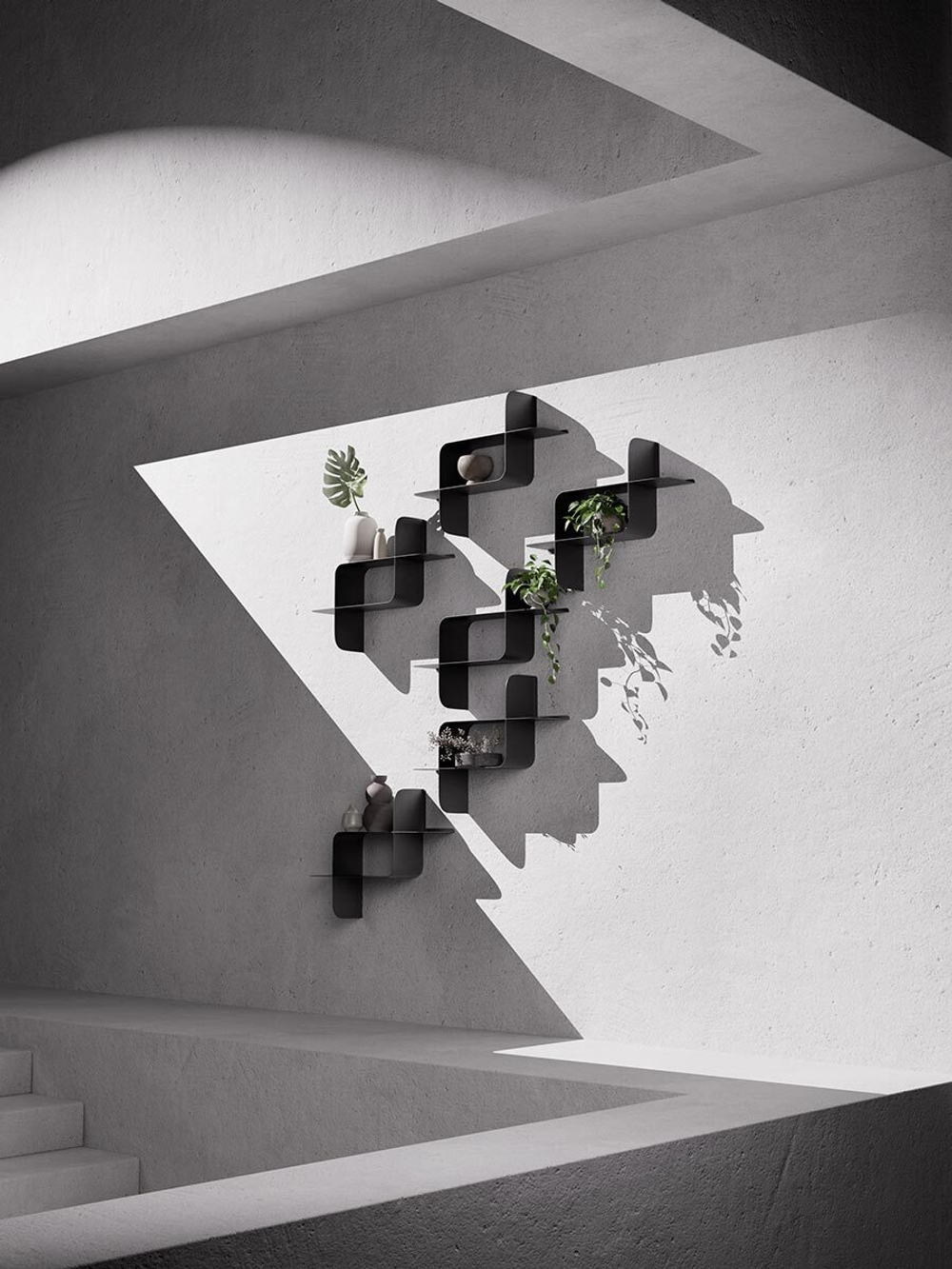 Набор металлических настенных полок Montage, 2 шт., черные