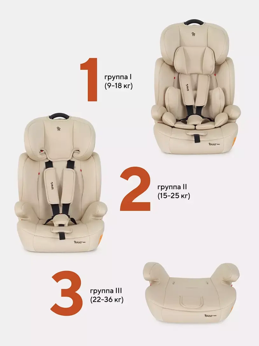 Автокресло RANT basic ZY10 "Spark" (Cream) группа 1-2-3 (9-36 кг)
