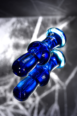 Анальная втулка Sexus Glass, стекло, синяя, 13,5 см, Ø 4,5 см