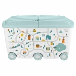 ЯЩИК ДЛЯ ИГРУШЕК НА КОЛЕСАХ С ДЕКОРОМ " ПУТЕШЕСТВИЕ", 66,5Л, 685х385 ММ (Светло-голубо