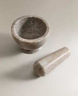 ZARA HOME ПЕСТИК И СТУПКА ИЗ МРАМОРА, СЕРЫЙ