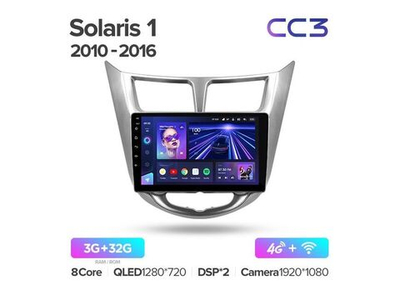 Магнитола Teyes CC3 3-32 Hyundai Solaris 1 2010 — 2016 9.0"