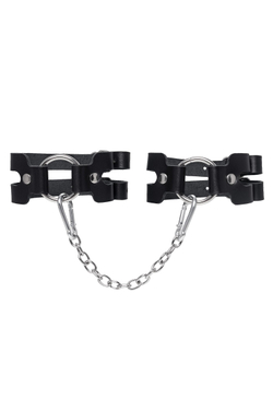 Черные кожаные оковы из двух ремешков