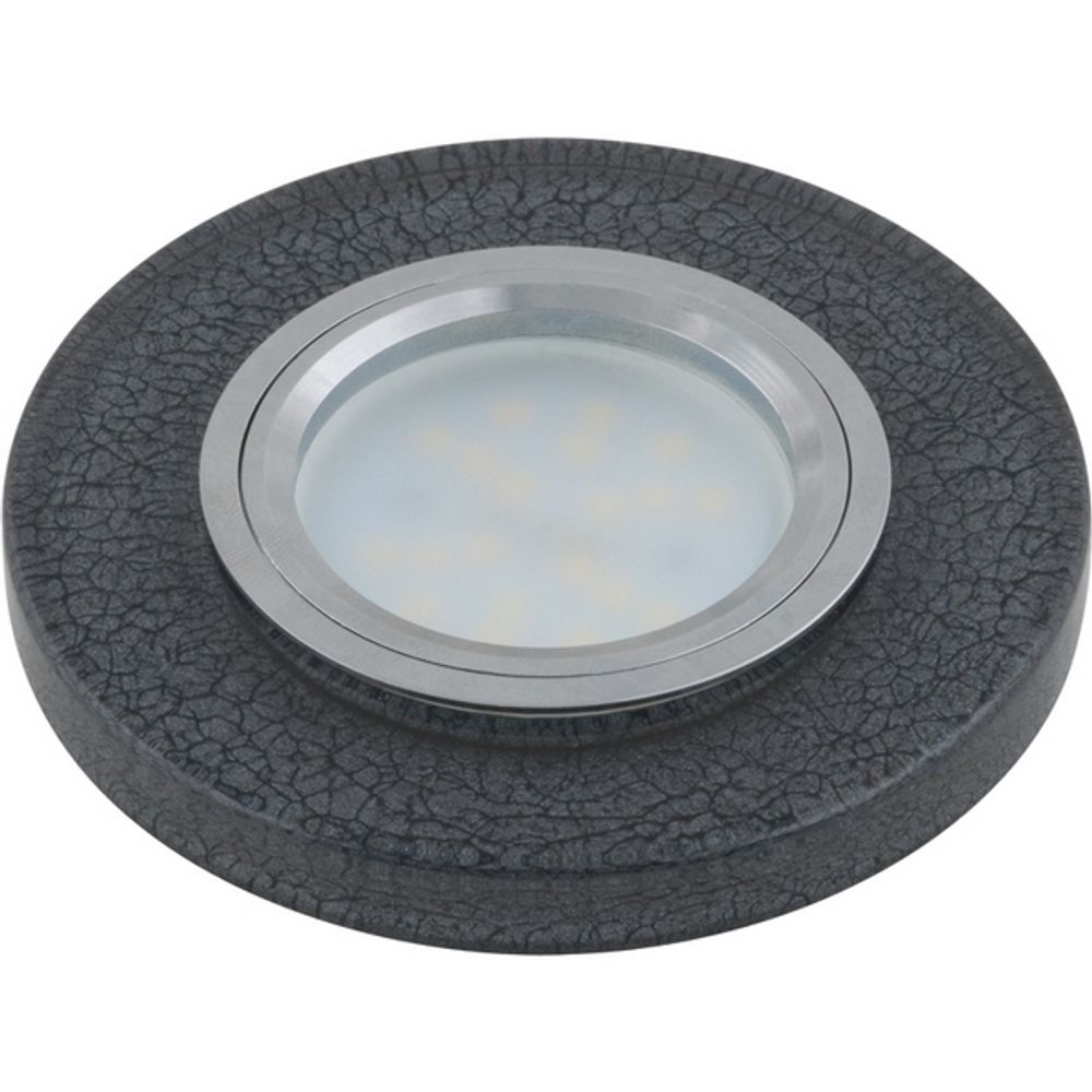 DLS-L104 GU5.3 CHROME/BLACK Светильник декоративный встраиваемый, серия Luciole.  Без лампы, цоколь GU5.3. Доп. светодиодная подсветка 3Вт. Металл/пол