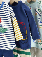 Лонгслив и легинсы в комплекте для малышей Next E48-114, 3 шт., Синий, Голубой, Серый