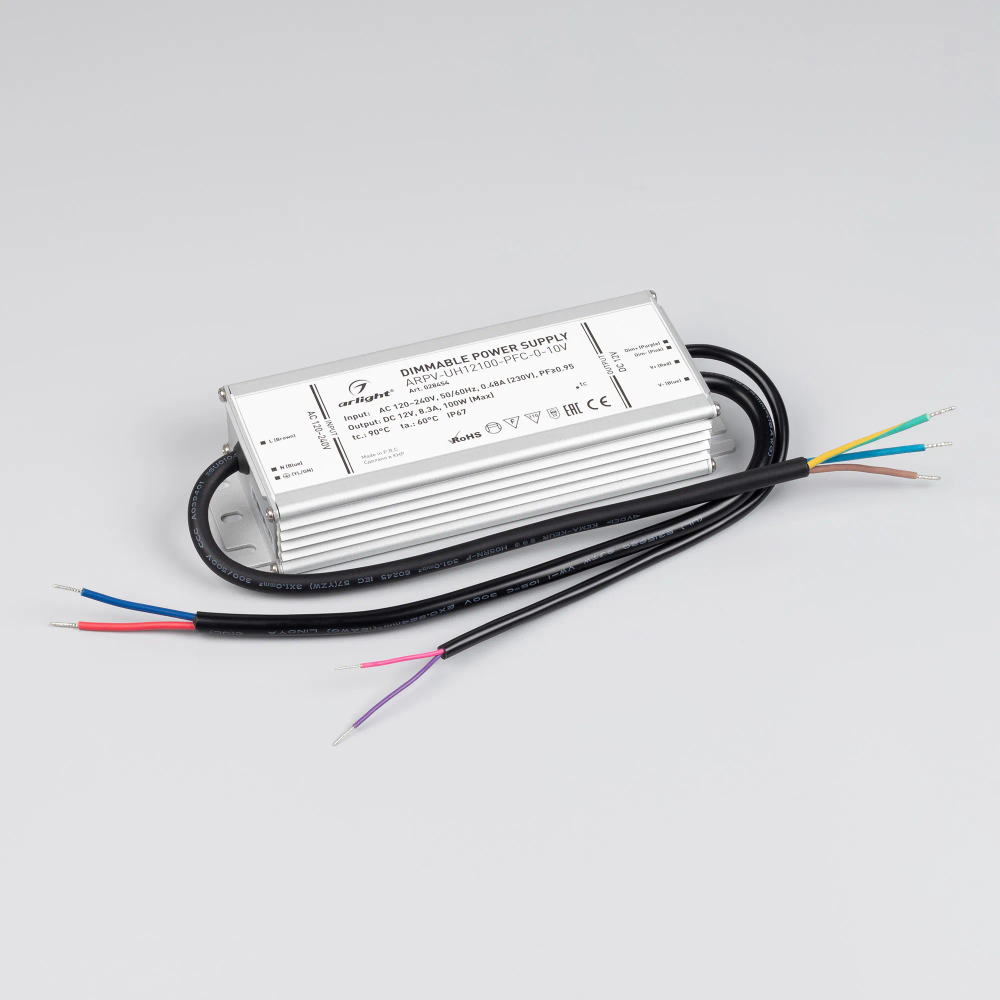 Блок питания ARPV-UH12100-PFC-0-10V (12V, 8.3A, 100W) (Arlight, IP67 Металл, 7 лет) 028454