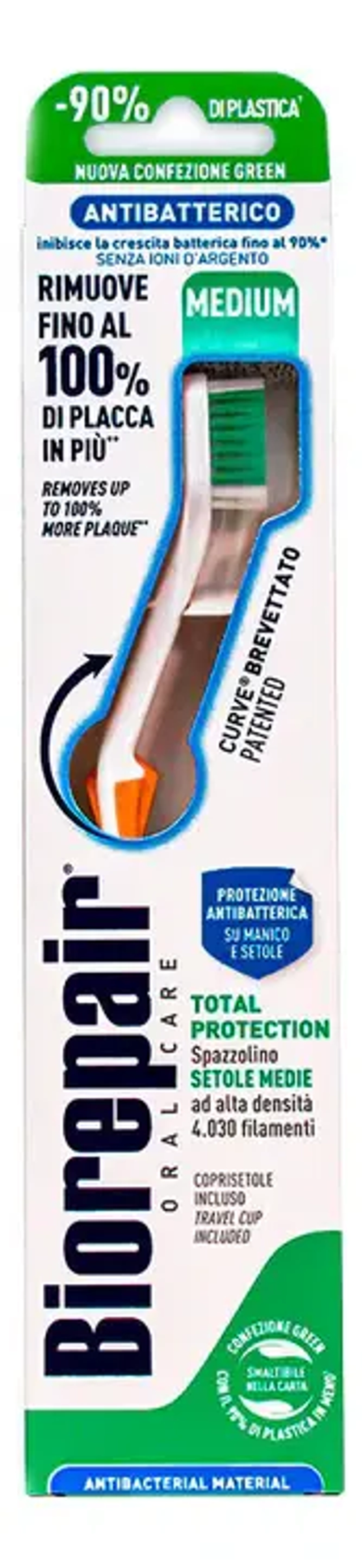 Зубная щетка для комплексной защиты cредней жесткости BIOREPAIR Curve Protezione Totale