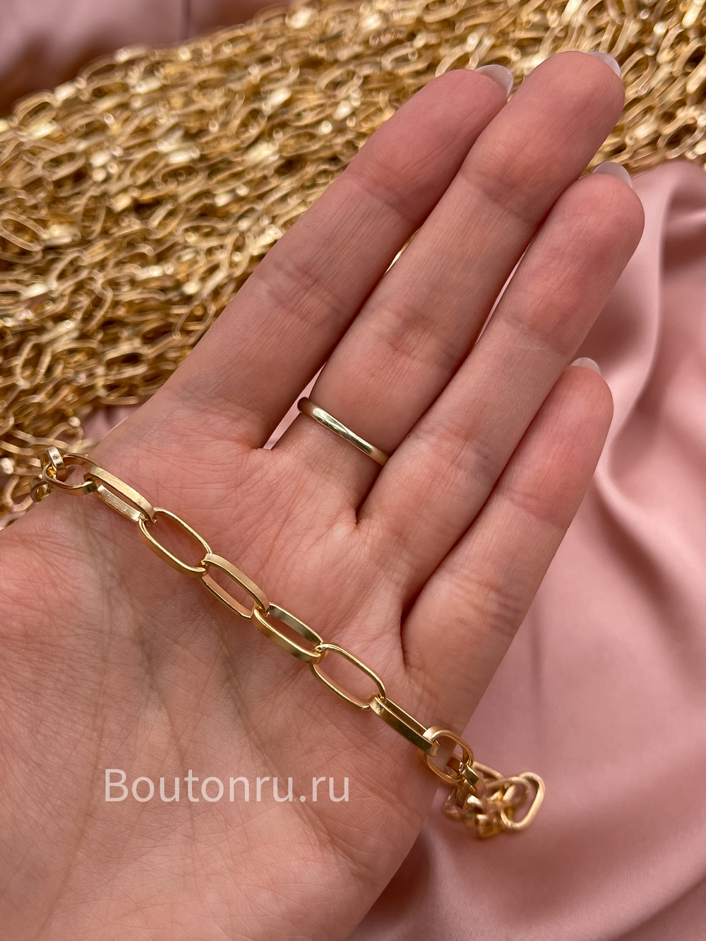 Цепь золотистая 5 мм овальное звено крупная