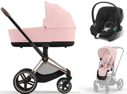 Коляска 3 в 1 Cybex Priam IV Rosegold complete и автокресло Aton B2 i-Size Volcano Black Peach Pink