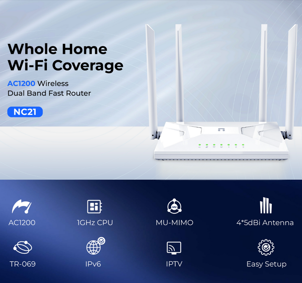 Wi-Fi роутер Netis NC21 двухдиапазонный маршрутизатор AC1200