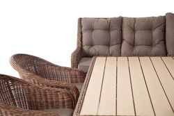 "Бергамо" обеденная группа угловая из искусственного ротанга, цвет коричневый