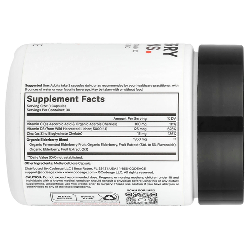 Codeage, Витамины из бузины, 90 капсул