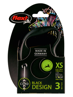 flexi рулетка Black Design XS (до 8 кг) 3 м трос черный/серебро
