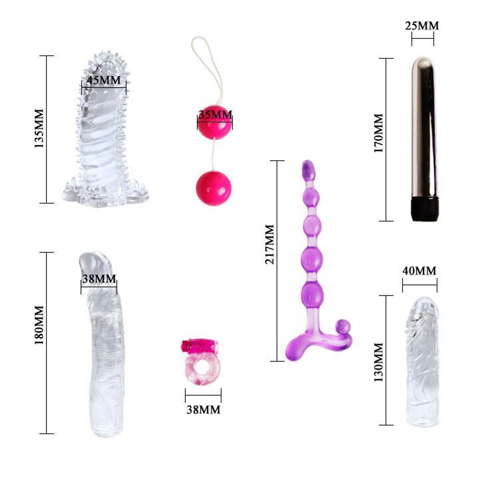 Вибронабор Baile Fantasy Kit 7 в 1, вибратор 17 см