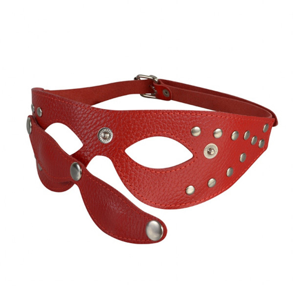 Красная кожаная маска со съёмными шорами Sitabella BDSM Accessories 3080-2