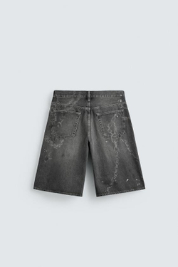 ZARA ДЖИНСОВЫЕ ШОРТЫ BAGGY С ЦЕПЯМИ, СЕРЫЙ