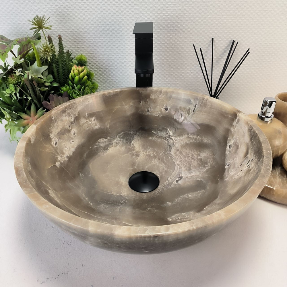 Каменная раковина из оникса Bowl Grey Medium TinLip BO-02931 (45*45*15) 43