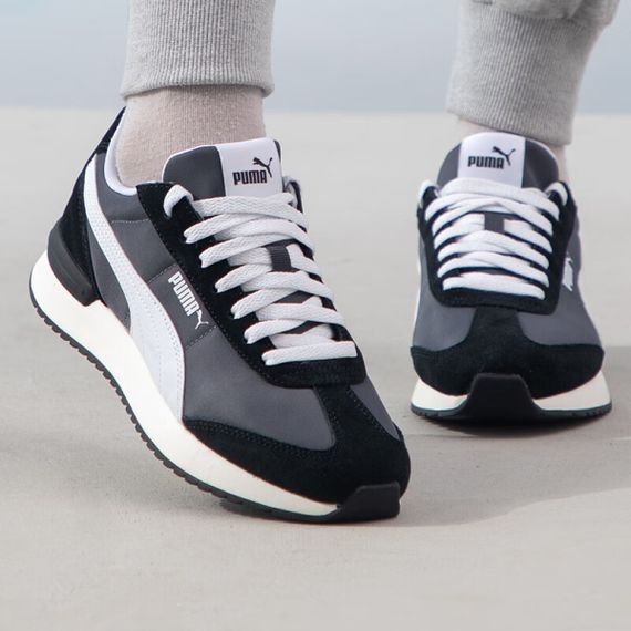 PUMA R78 Metallic Повседневная обувь Низкий топ Черно-белая панда Унисекс