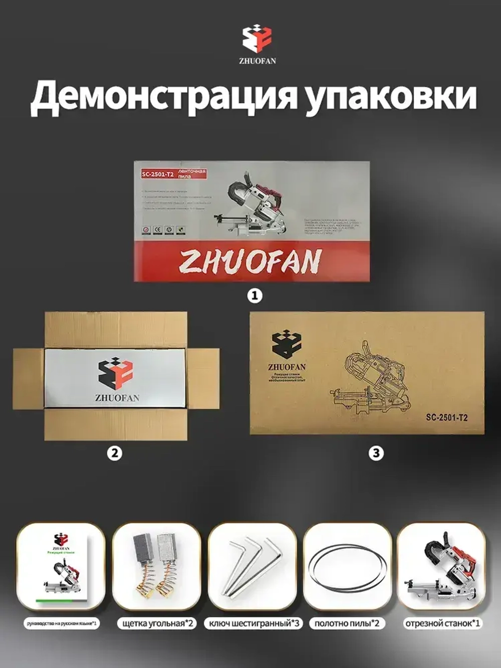 Ленточнопильный станок, отрезной станок ручной переносной, полупрофессиональный, ZHUOFAN, 220 В, 1100 Вт, 120 мм*120 мм