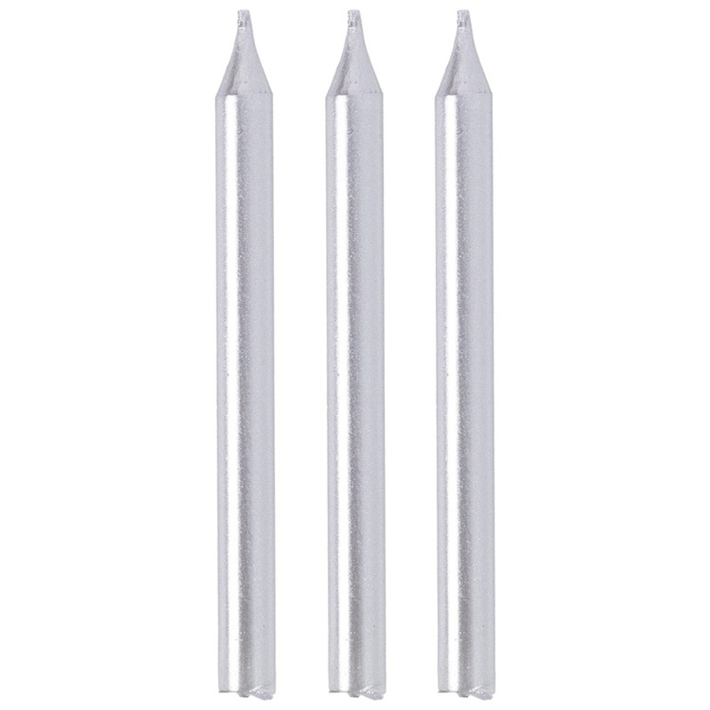 Свечи для торта серебро металлик 8 см, 12 шт