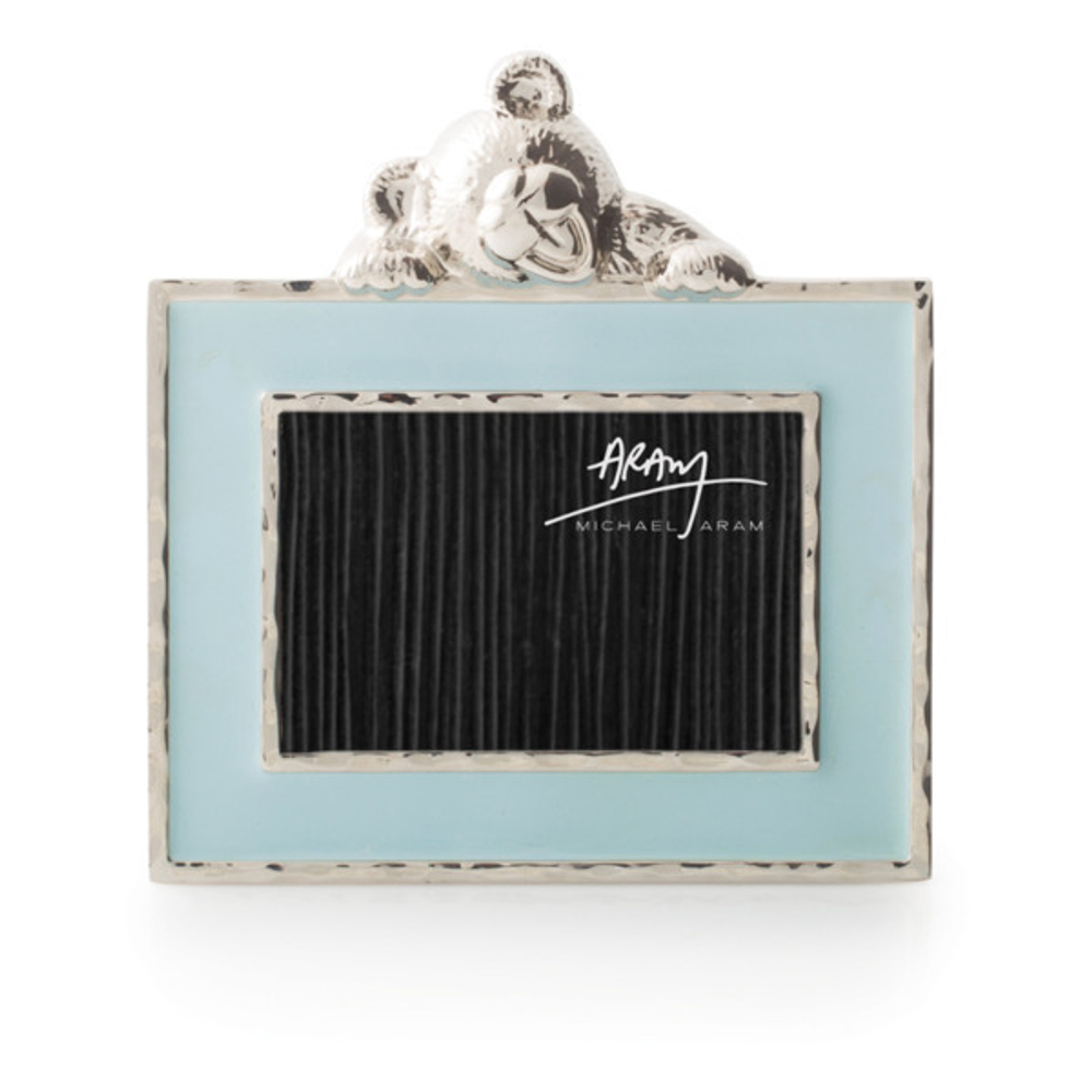 Мини-рамка для фото 5х7.5см Michael Aram Медвежонок голубая эмаль