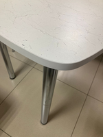 Стол разд Пластиковый подстолье прямое хром пояс белый Мрамор марквина белый