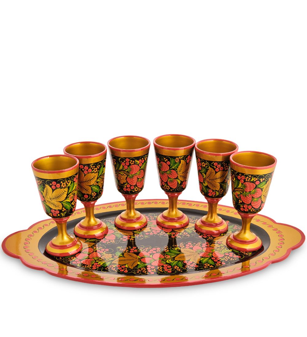 ХЛ-066/2 Набор д/шампанского «Встреча» (Хохлома)