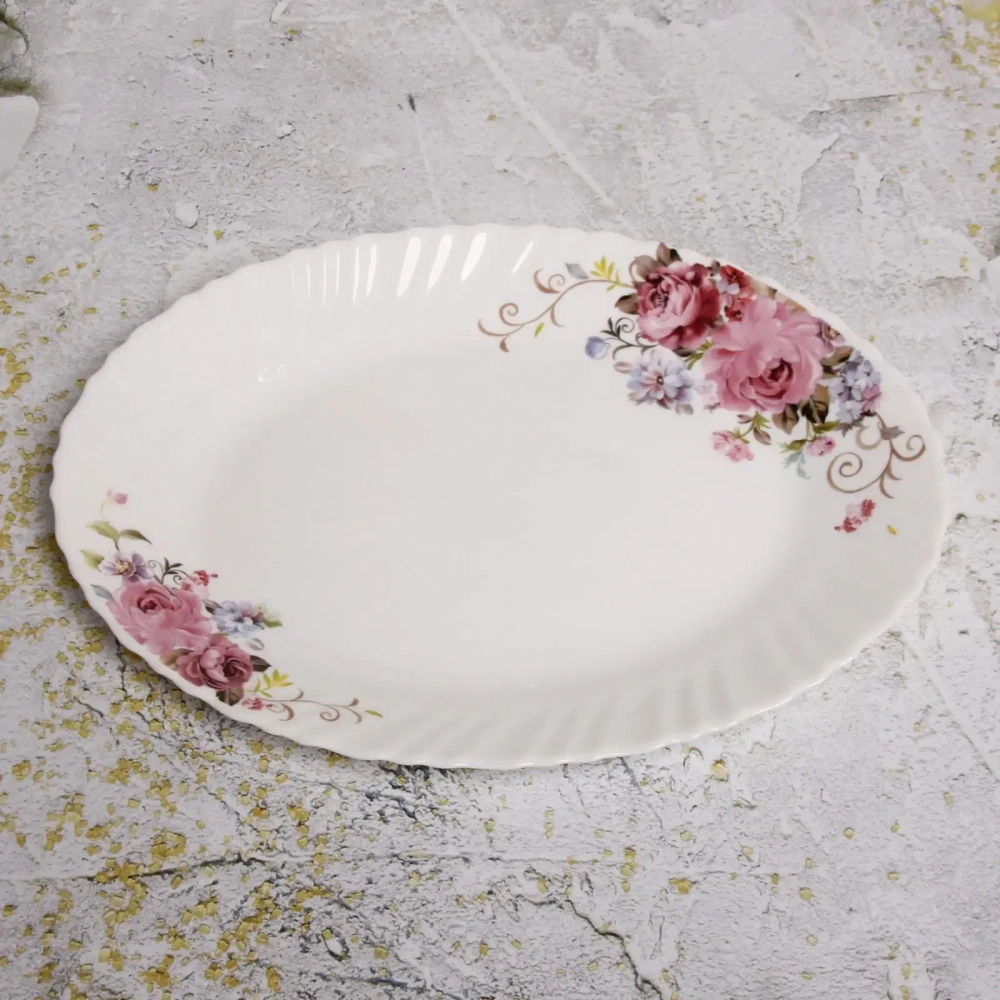 Блюдо сервировочное «Цветочная фантазия» 34*26см стеклокерамика