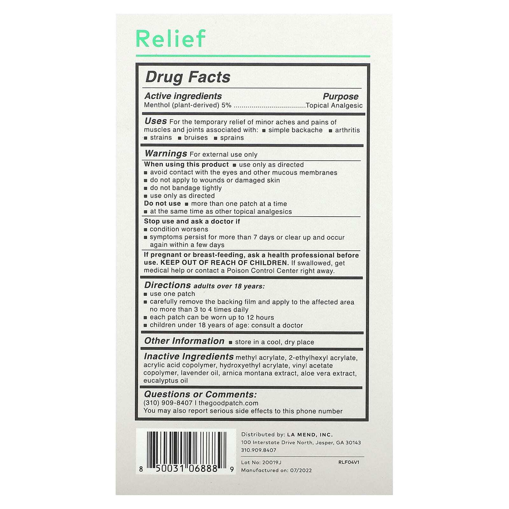 The Good Patch, Relief, 4 патча