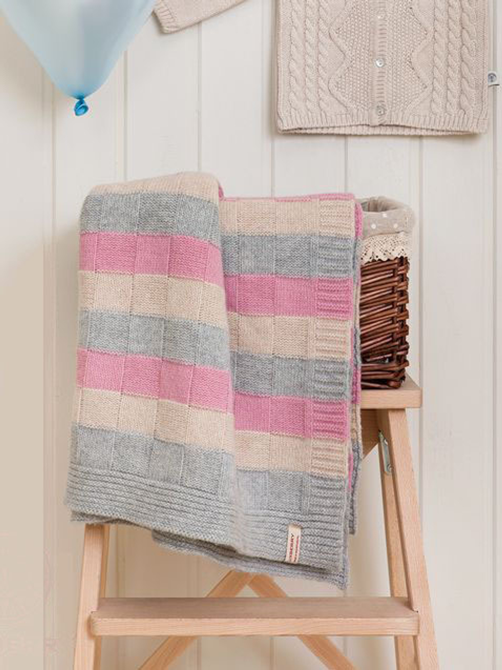 Элитный плед детский Lux 218 розовый-белый-серый от Luxberry