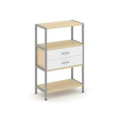 Shelf System Односекционный стеллаж трехярусный с ящиками SN.STM-312 Акация Лорка/Белый/Металл Серый