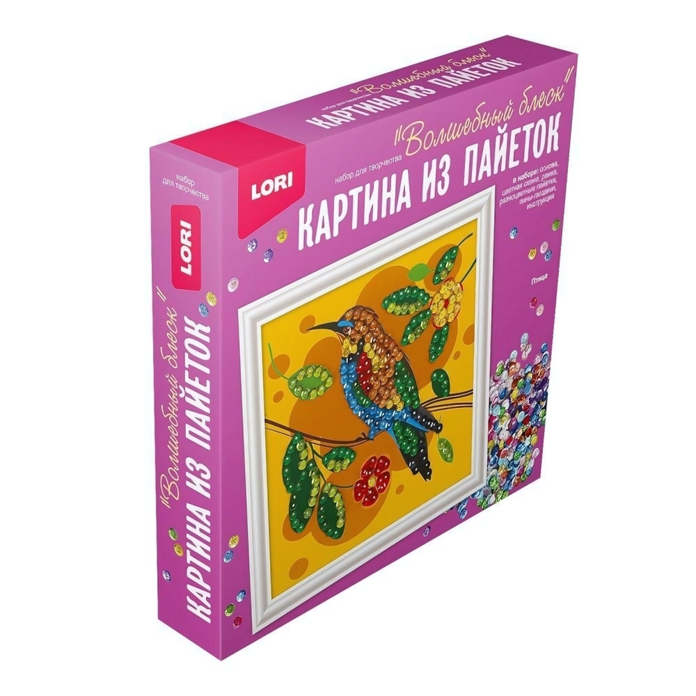 Картина из пайеток 20*20см "Птица" (Lori)