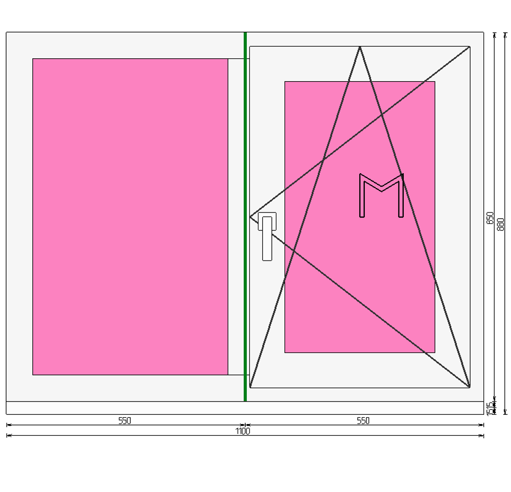 Пластиковое окно 850 х 1100 ТермА Эко + Москитная сетка