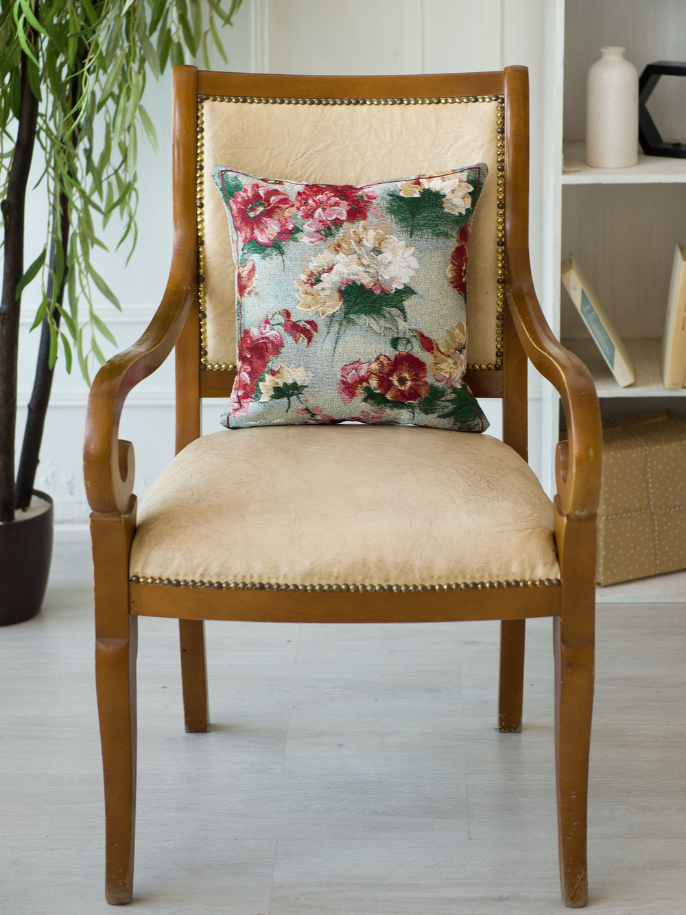 Декоративный гобеленовый чехол для интерьерной подушки Акварельные пионы 38*38