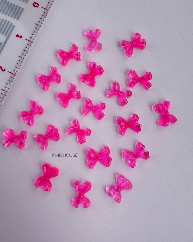 Бант кроха неоновый розовый Pink House 20шт