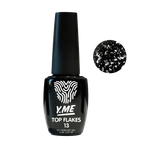 Y.me Top Flakes 13 (глянцевый, серебряные и белые хлопья), 14 мл.