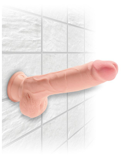 Фаллоимитатор на присоске Тройная плотность King Cock Plus 9 Triple Density Cock with Balls - Flesh