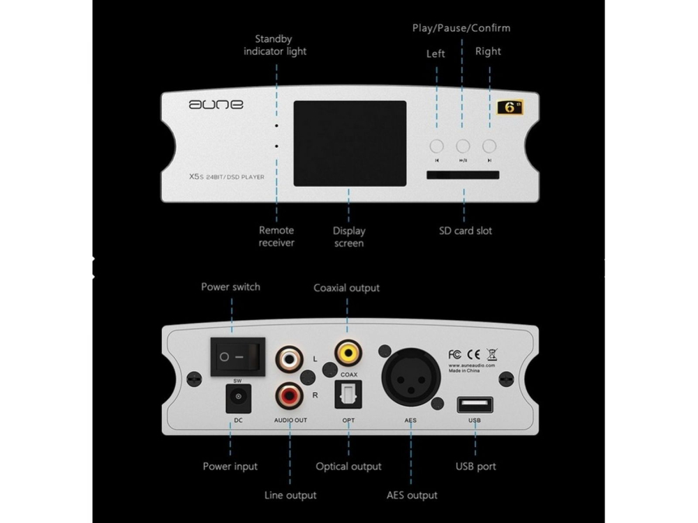 Aune X5s BT 8-й юбилейный выпуск 32 бит/384k DSD512 Bluetooth 5,0 Aptx, серебристый