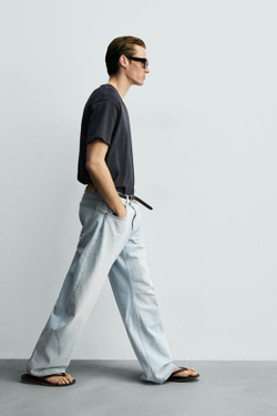 ZARA ДЖИНСЫ BALLOON FIT, ГОЛУБОЙ