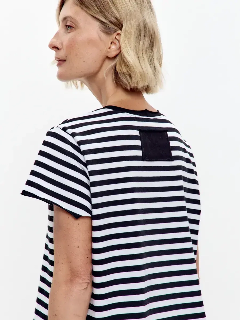 Футболка дизайнерская тельняшка оверсайз с фигурным низом