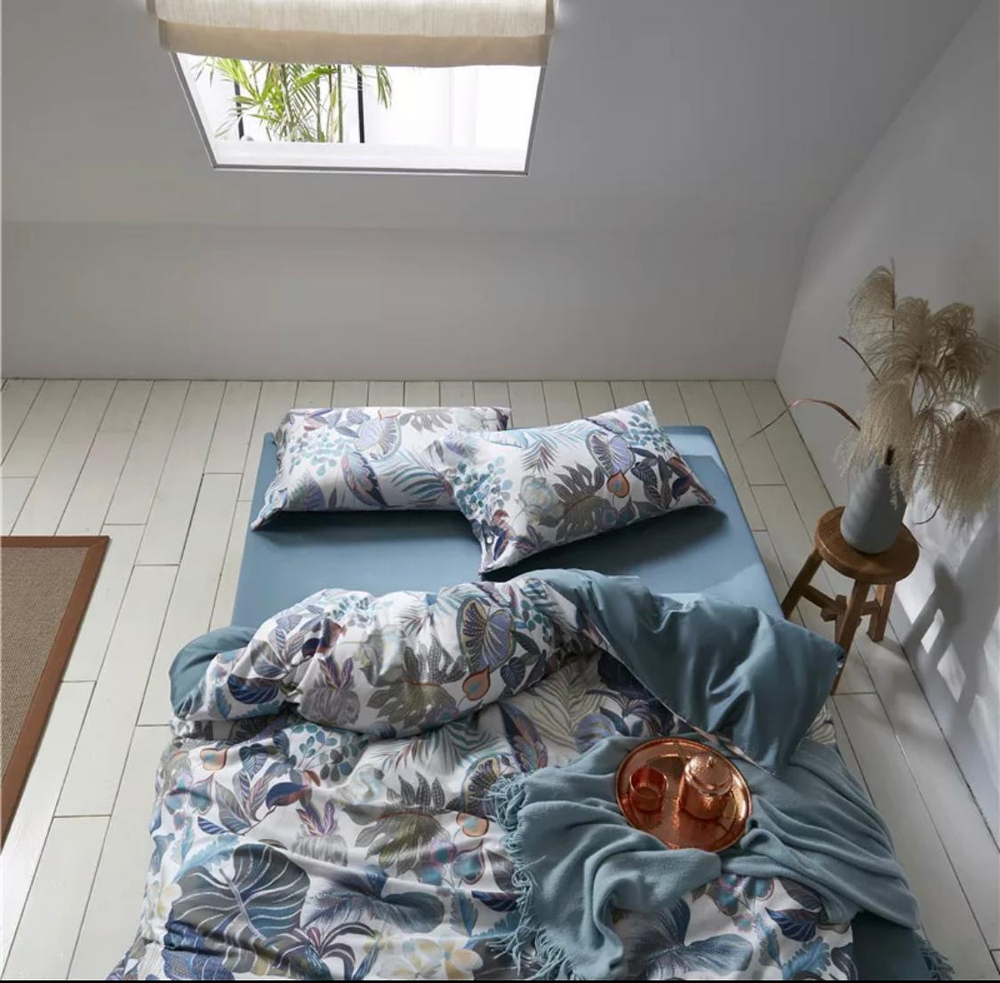 Комплект постельного белья ZEPHYR HOME ЕВРО пг. Мако-Сатин,Египетский хлопок Голубой