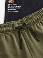 Футболка и брюки карго в комплекте для мальчика Next B84-555, Черный, Хаки